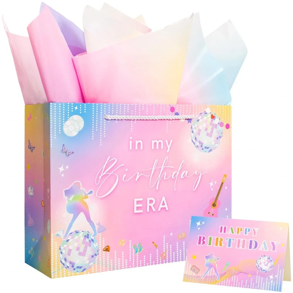 NWT Crisky Large “In My‎ Birthday Era” Gift Bag with Tissue & Card